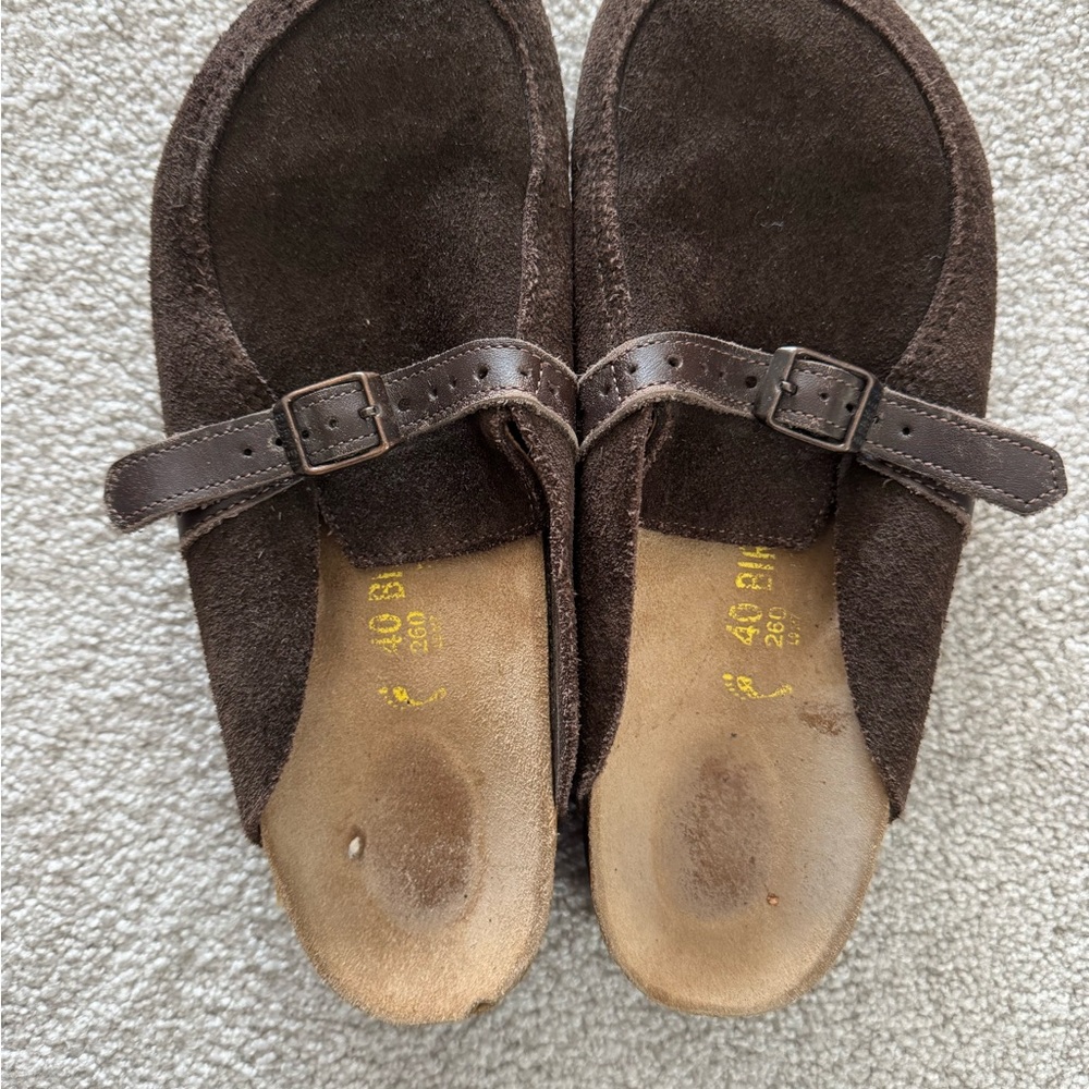 Birkenstock Brown Suede Buckle Sandals